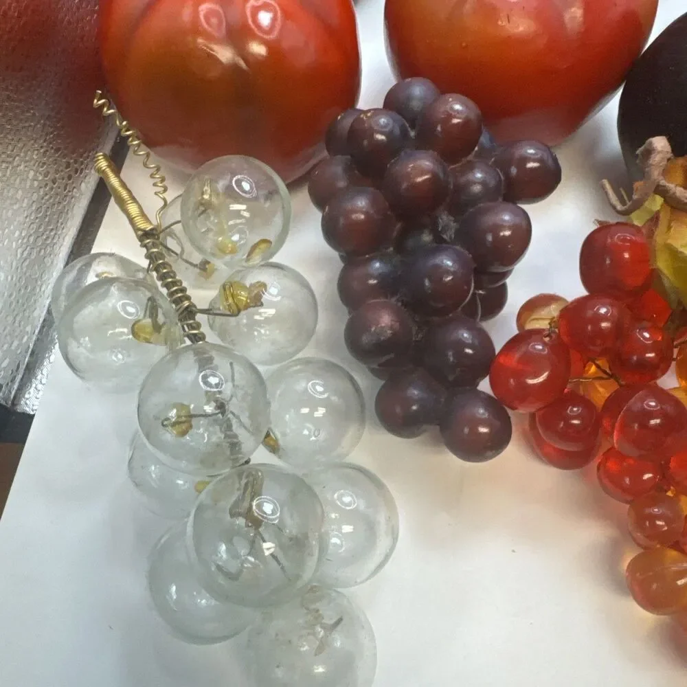 Faux Fruit Vegetables Glass Grapes Pears Apples Tomatoes And Others